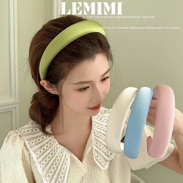 Băng đô cài tóc Lemimi Cài tóc lụa bản lớn Bờm cài tóc Bờm tóc nữ xinh phong cách Hàn Quốc FG004