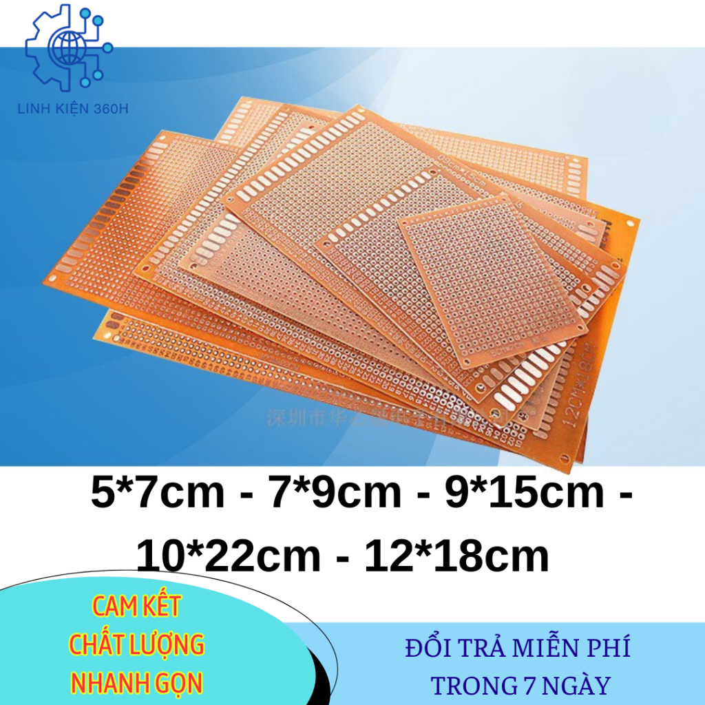 Bảng Mạch PCB Đục Lỗ 1 Mặt – Đủ Kích Thước – Khoảng Cách 2.54mm – Màu ...