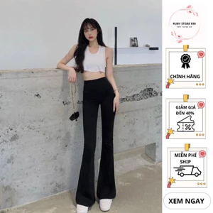 Quần Ống Loe Nữ Cạp Cao Dáng Dài 2 khuy chất đẹp 2025