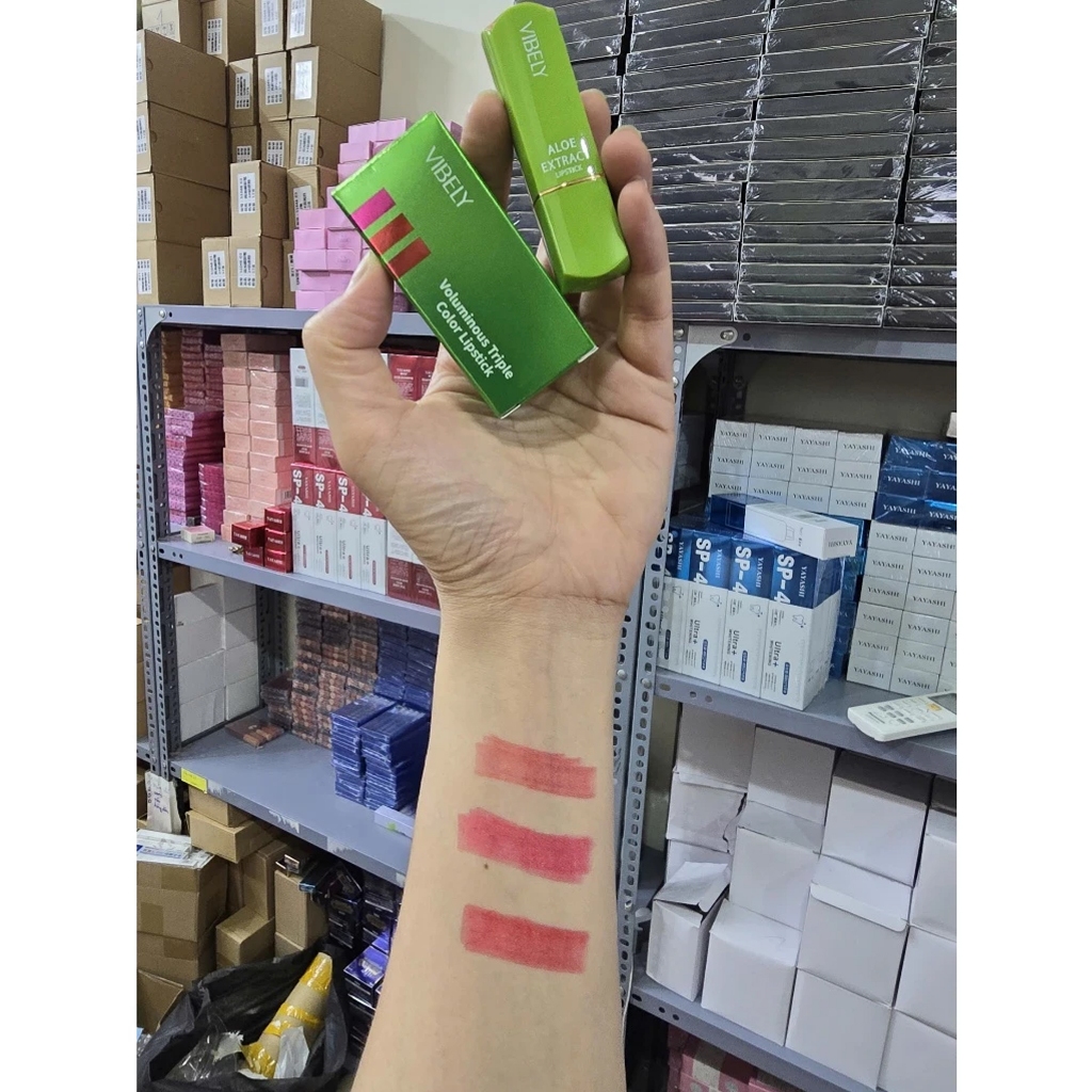 Son dưỡng môi nha đam VIBELY 3 in1 dưỡng ẩm, lâu trôi, khử thâm môi