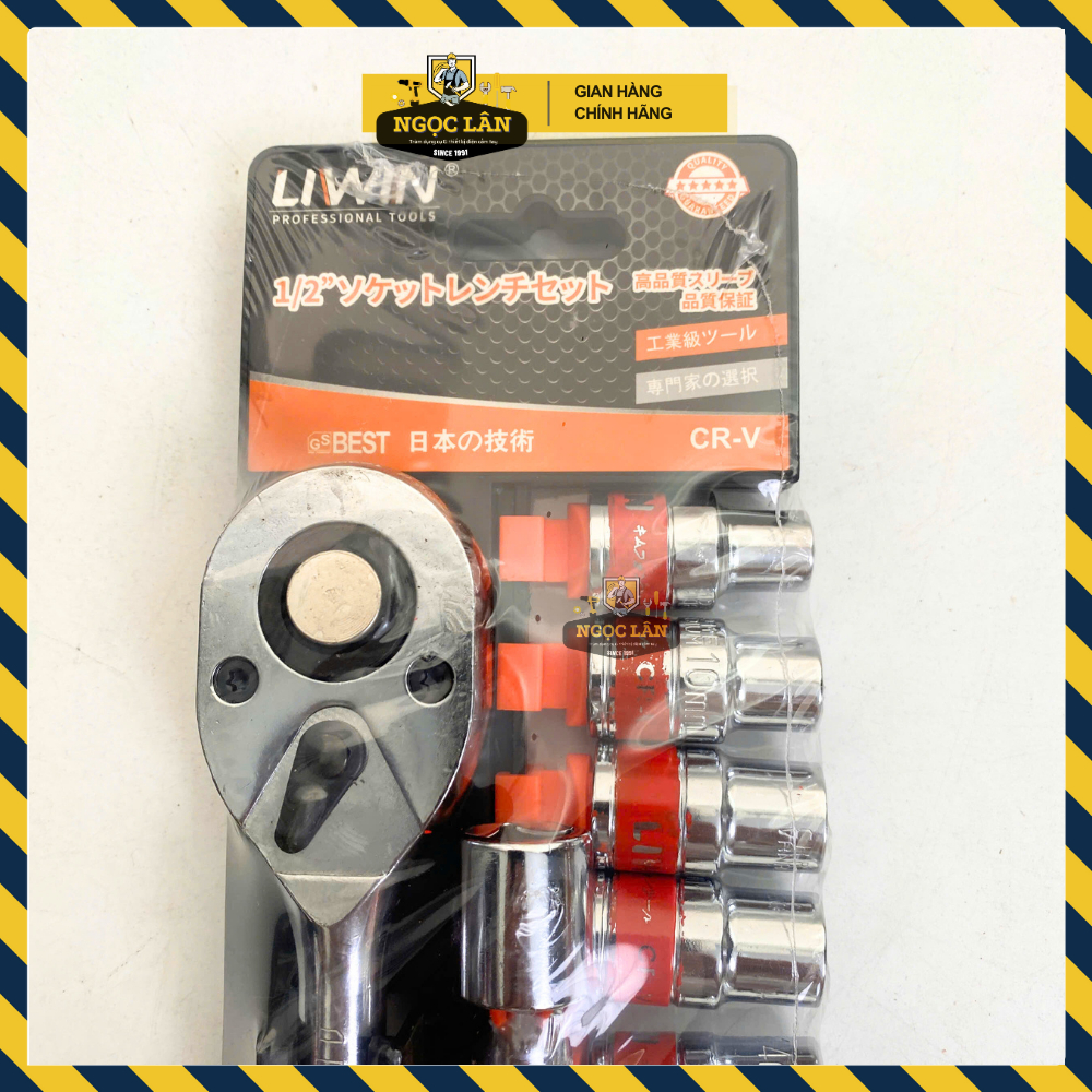 Bộ khẩu tự động 12 chi tiết Liwin 1/2 inch 8-24mm và bộ lục giác bi 9 cây