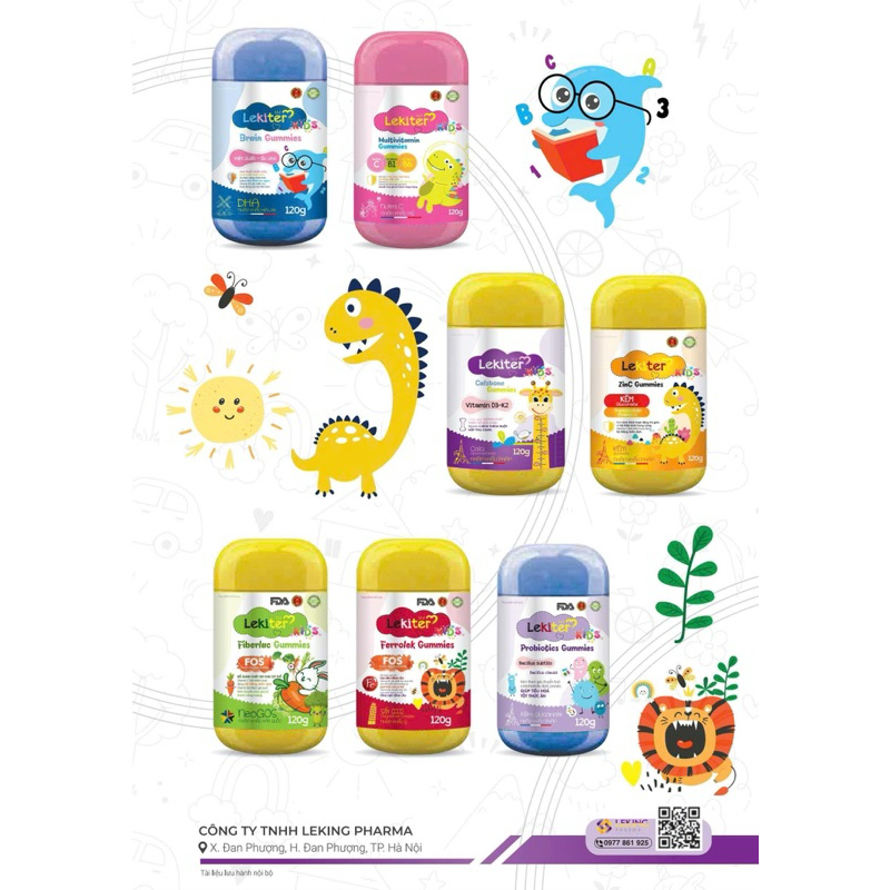Combo 5 tặng 1 KẸO DẺO LEKITER KIDS GUMMIES bổ sung Canxi, Kẽm, Vitamin, bổ sung các chất cần thiết cho sự phát triển