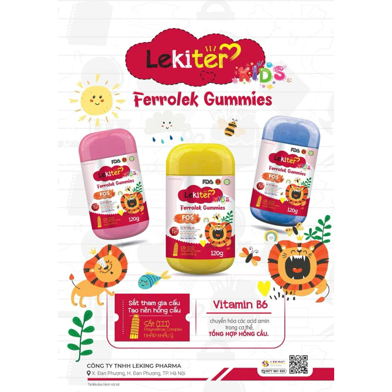 Combo 5 tặng 1 KẸO DẺO LEKITER KIDS GUMMIES bổ sung Canxi, Kẽm, Vitamin, bổ sung các chất cần thiết cho sự phát triển