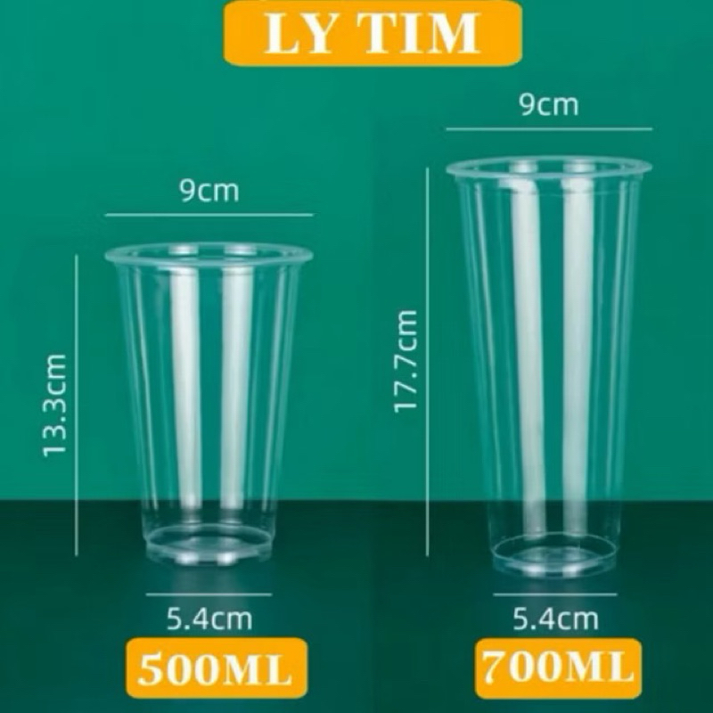 {Combo 50}Cốc nhựa Tim dùng một lần kèm nắp hàng đẹp dày dặn giá sỉ