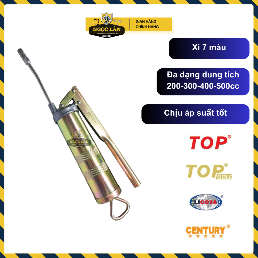 Dụng cụ bơm mỡ bò, bơm mỡ tay Century 200cc,300cc, 400cc, 500cc 7 màu cao cấp