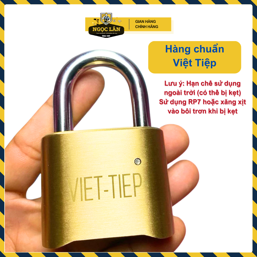 Khóa số, khóa treo mật mã Việt Tiệp vàng đồng hàng chuẩn bền bỉ, an toàn không dùng chìa (5 phân)