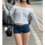Quần đùi jean ngắn trễ eo ôm sát form basic DENIG - RUMI SHORTS