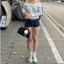 Quần đùi jean ngắn trễ eo ôm sát form basic DENIG - RUMI SHORTS
