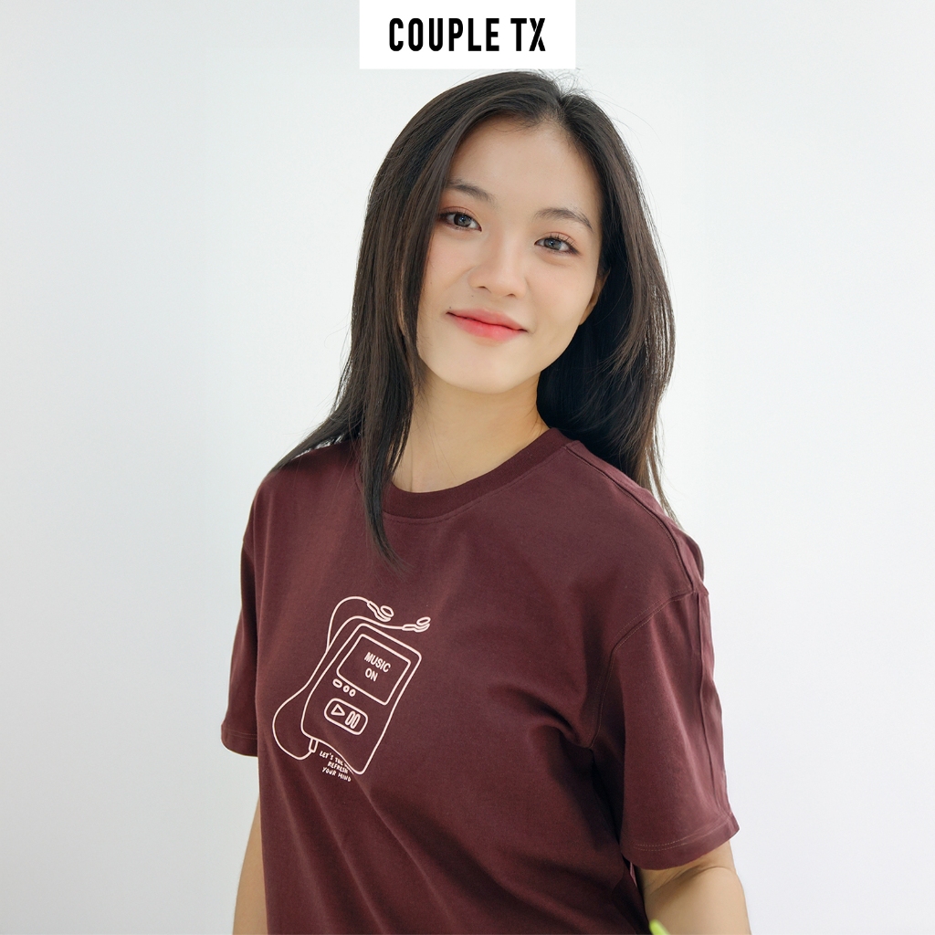 Ảnh Áo Thun Nữ Couple TX Vải Sợi Bắp In Cao "Music On" Form Relax WTS 2408 3