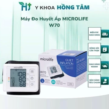 Máy Đo Huyết Áp Cổ Tay MICROLIFE W70, Phát Hiện Rối Loạn Nhịp Tim, Độ Chính Xác Cao, Đo Siêu Êm, BH 5 Năm