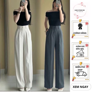 Quần Tây Nữ Ống Suông (Chất Gold Nhật) Mềm Mịn Lưng Cao Tôn Dáng dài 97cm và 102cm