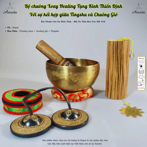 Bộ chuông Xoay Healing Tụng Kinh Thiền Định Với sự kết hợp giữa Tingsha và Chuông Gió Amrita - Chuông Tây Tạng