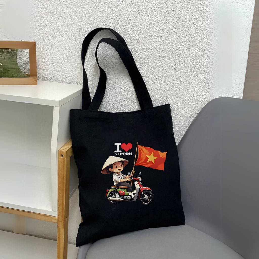 Ảnh Túi Tote Tôi yêu Việt Nam  - Túi vải canvas có túi phụ và khoá kéo đựng vừa A4 và laptop (33x37cm) - TOTE21 3