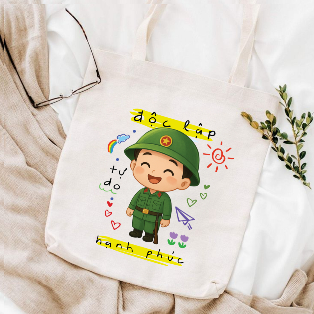 Ảnh Túi Tote Tôi yêu Việt Nam  - Túi vải canvas có túi phụ và khoá kéo đựng vừa A4 và laptop (33x37cm) - TOTE21 4
