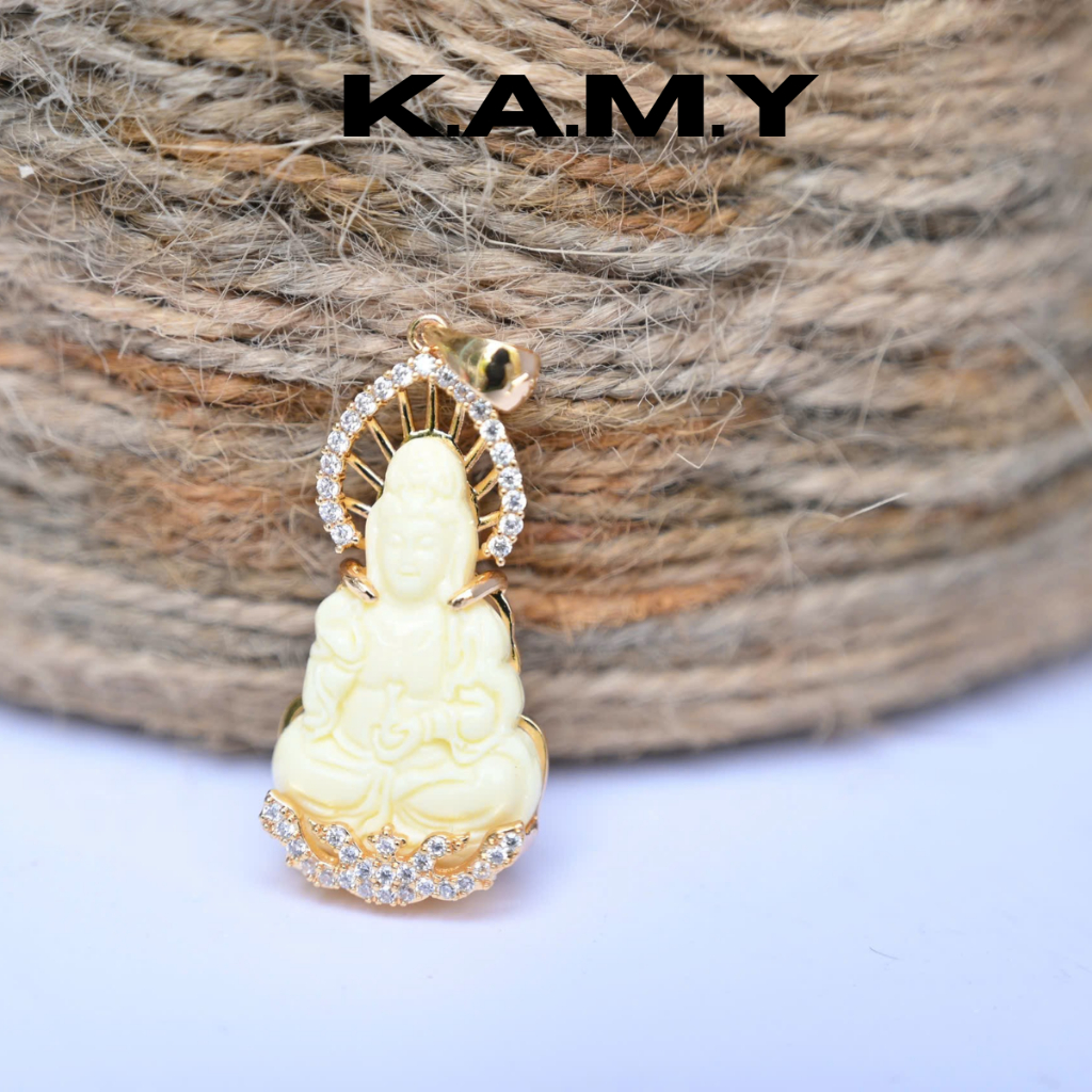 💎 Mặt Dây Chuyền Phật Quan Âm – Đá Trắng Ngà | Trang Sức KAMY