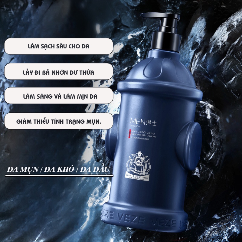 🎁【 Mua 1 Tặng 1】Sữa Rửa Mặt Nam Da Dầu Hỗ Trợ Ngừa Mụn 510g Axit Salicylic Tràm Trà 0.5% Dưỡng Sáng Sạch sâu Da Dầu Mụn