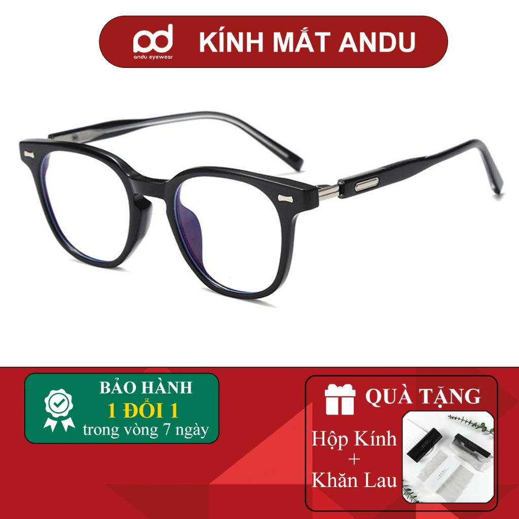 Ảnh Gọng kính cận thời trang nam nữ ANDU dáng vuông Hàn Quốc hot trend nhựa cốt kim loại - 9267 1