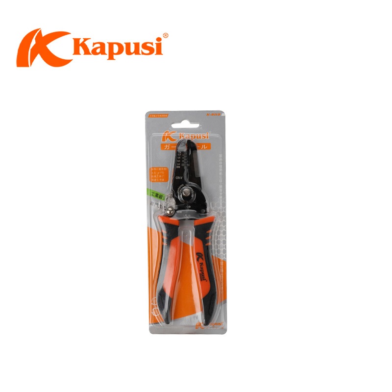 Kìm Tuốt Dây Điện Tự Bung Kapusi K-9119, Tuốt Dây 0.6-2.6mm (10-22 AWG), Lưỡi Thép CR-V Cao Cấp