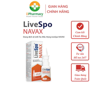 Bình xịt vệ sinh tai, mũi, họng LiveSpo NAVAX, 30 tỷ bào tử lợi khuẩn, dung tích 20 ml