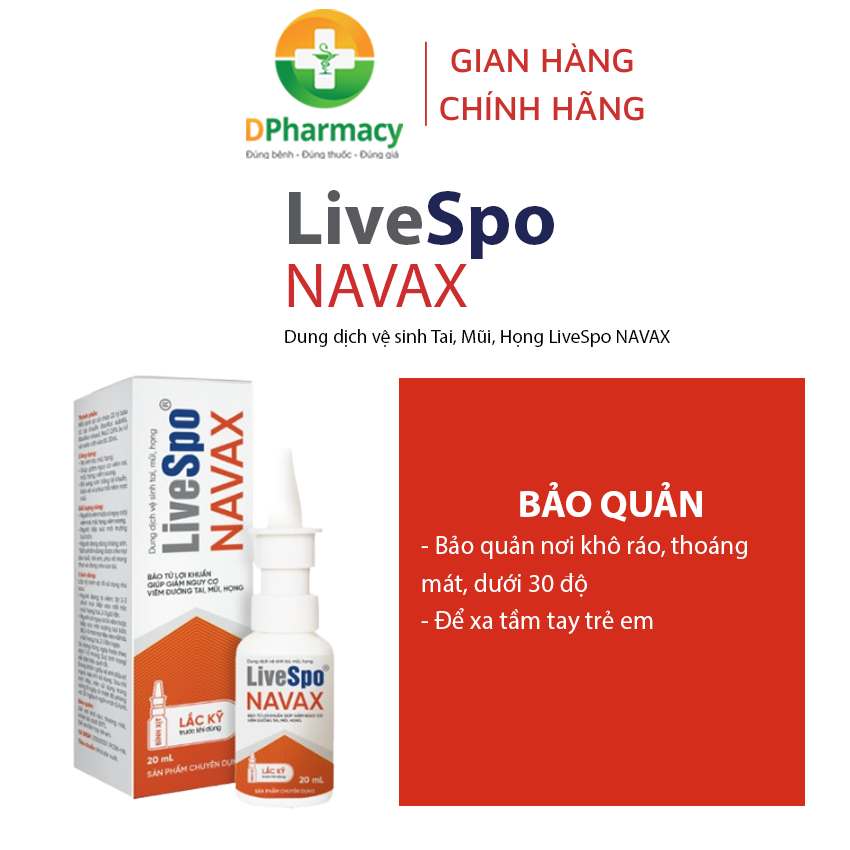 Bình xịt vệ sinh tai, mũi, họng LiveSpo NAVAX, 30 tỷ bào tử lợi khuẩn, dung tích 20 ml