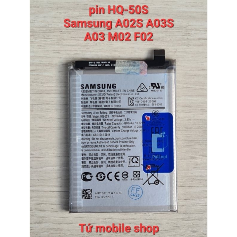 Pin Samsung A02s A03S A03 M02 F02 , mã pin HQ-50S 1ICP6/64/86 , dung ...