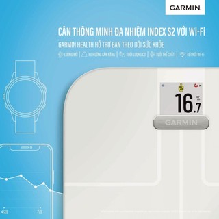 Cân Điện Tử Thông Minh Garmin Index S2 Smart Scale (Black/White) - Hàng Chính Hãng