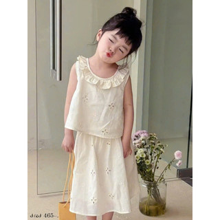 [B&G] Sét váy thêu sát nách viền cổ dễ thương hàn quốc cho bé gái từ 12-45kg(2-12 tuổi)