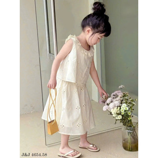 [B&G] Sét váy thêu sát nách viền cổ dễ thương hàn quốc cho bé gái từ 12-45kg(2-12 tuổi)