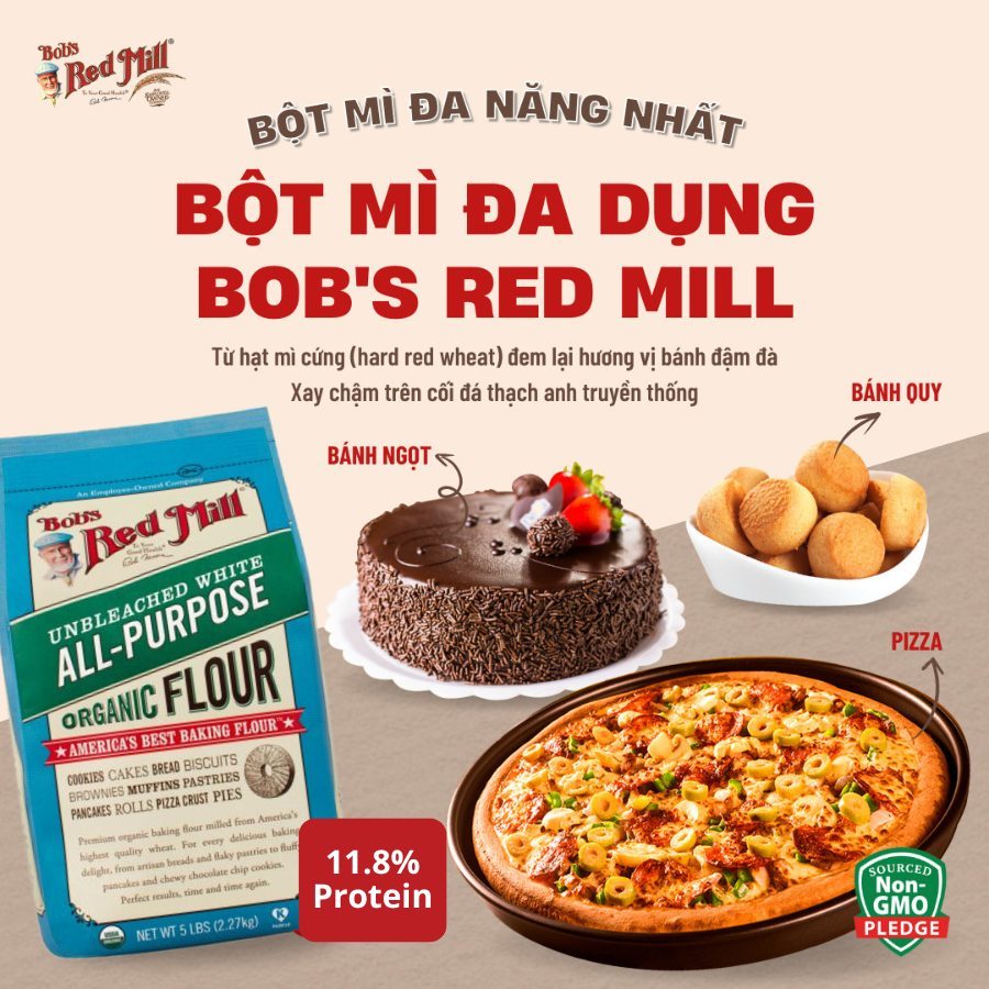 Bột mì Bob's Red Mill các loại - túi giấy 2.27kg Wheat Flour