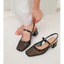 La Muse - Giày slingback đế vuông ren lưới Truvie