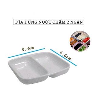 Combo 10 Bát Nước Chấm 2 Ngăn, Đĩa Chấm Nhựa Nhỏ Gọn Tiện Lợi Cho Gia Đình, Nhà Hàng 1205