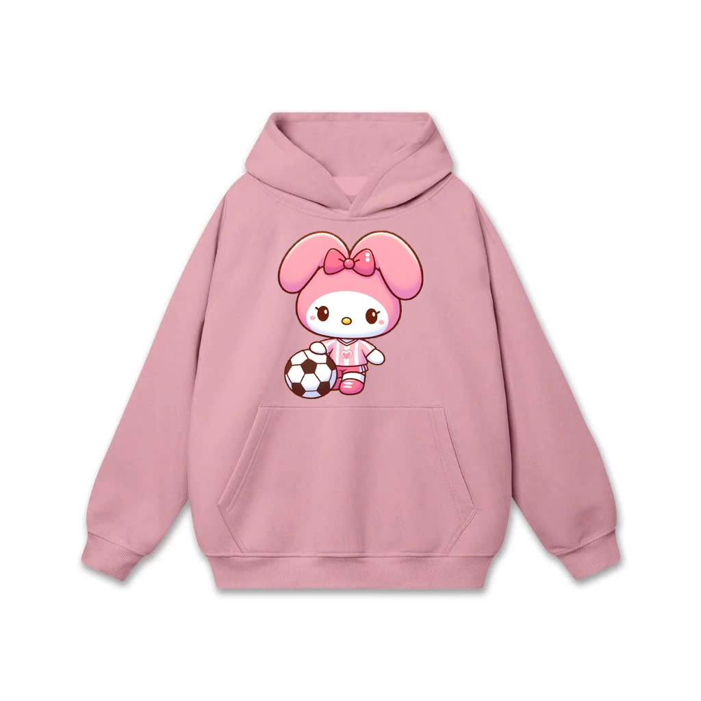 Áo hoodie thời trang mùa đông chất vải nỉ cotton ấm áp, Hình Thỏ Trắng Tai Hồng Chơi Bóng Đá (M 121)