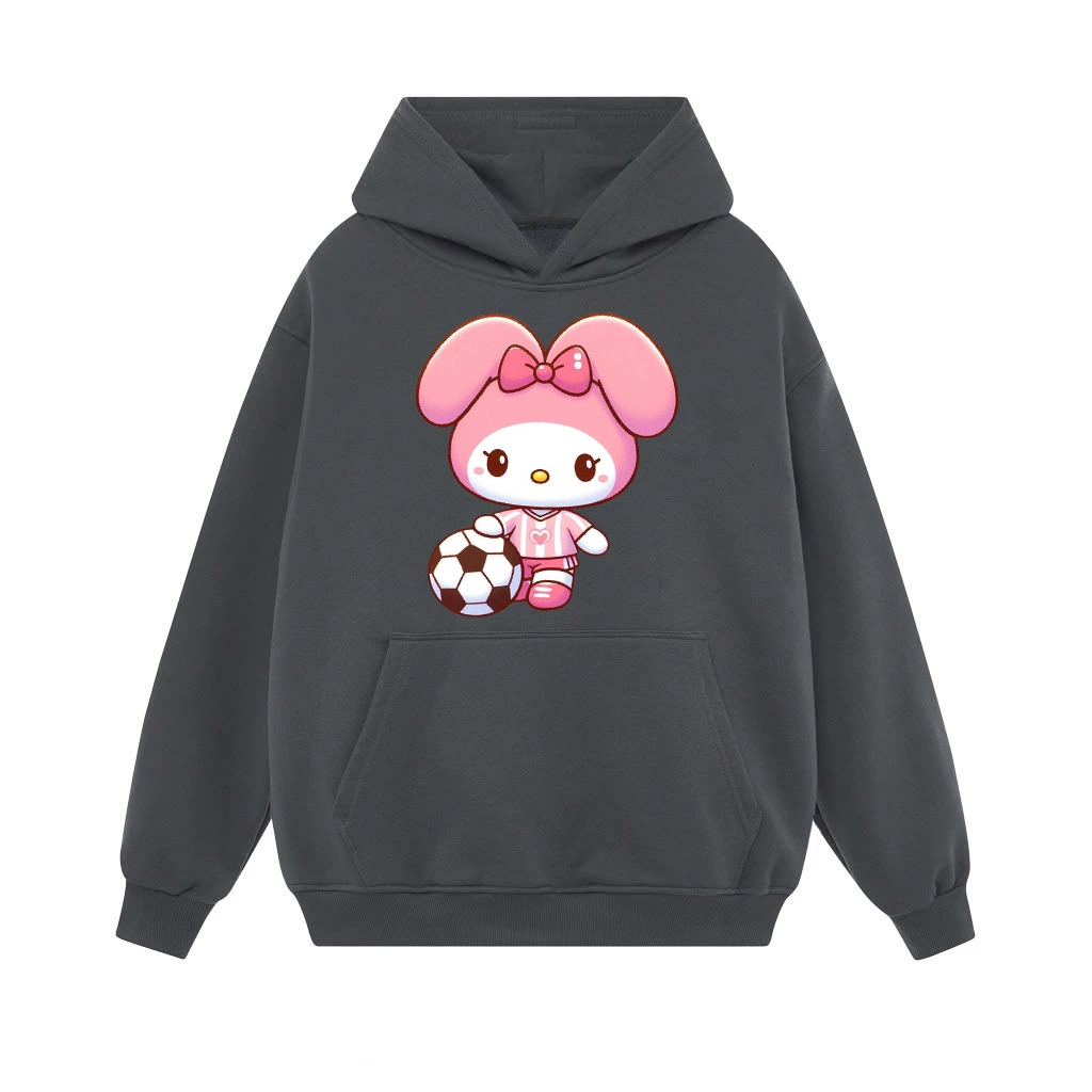 Áo hoodie thời trang mùa đông chất vải nỉ cotton ấm áp, Hình Thỏ Trắng Tai Hồng Chơi Bóng Đá (M 121)