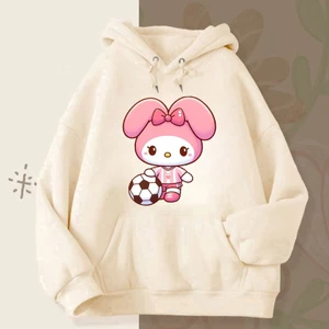 Áo hoodie thời trang mùa đông chất vải nỉ cotton ấm áp, Hình Thỏ Trắng Tai Hồng Chơi Bóng Đá (M 121)