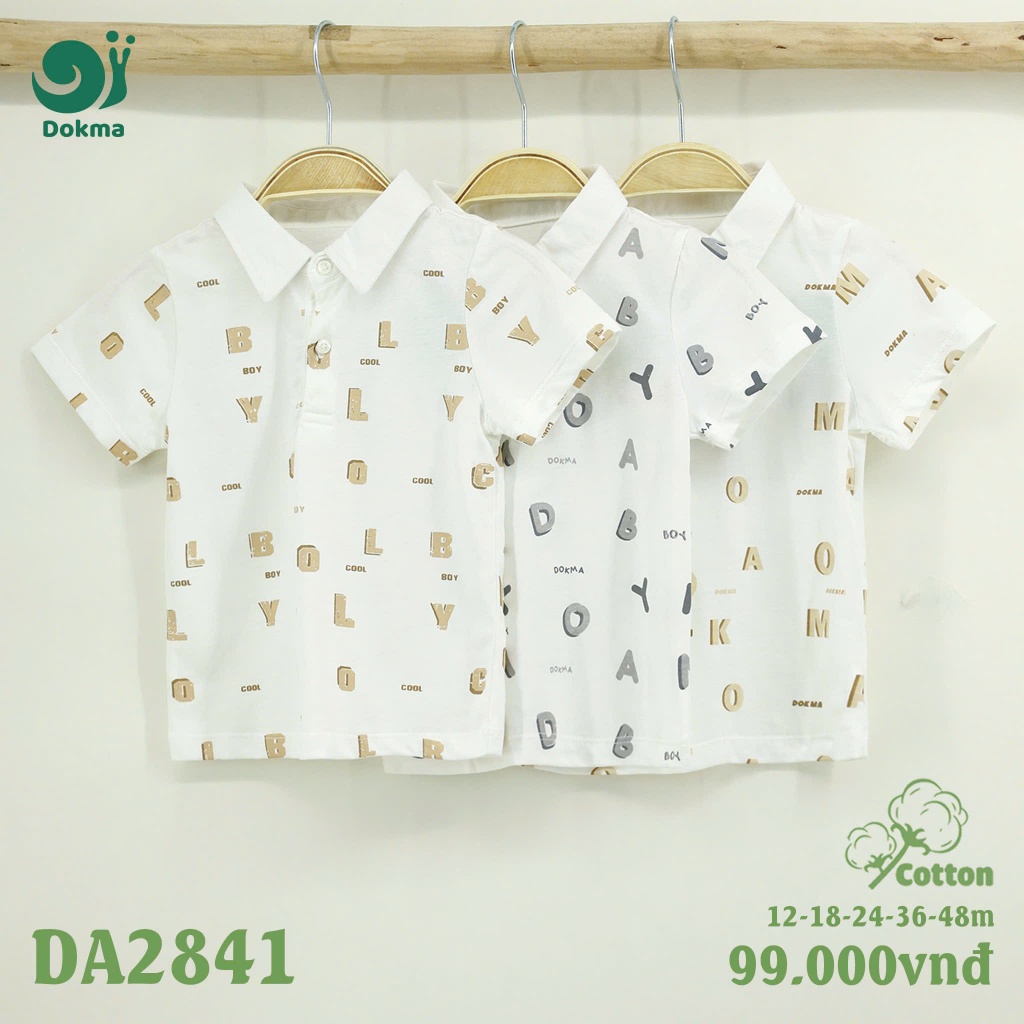 (9-15kg, 9-48M) Áo Polo Cộc Tay Cổ Đức Bé Trai, Áo Cổ Sen Bé Gái Thời Trang Dokma DA2767 DA2841 DA2939