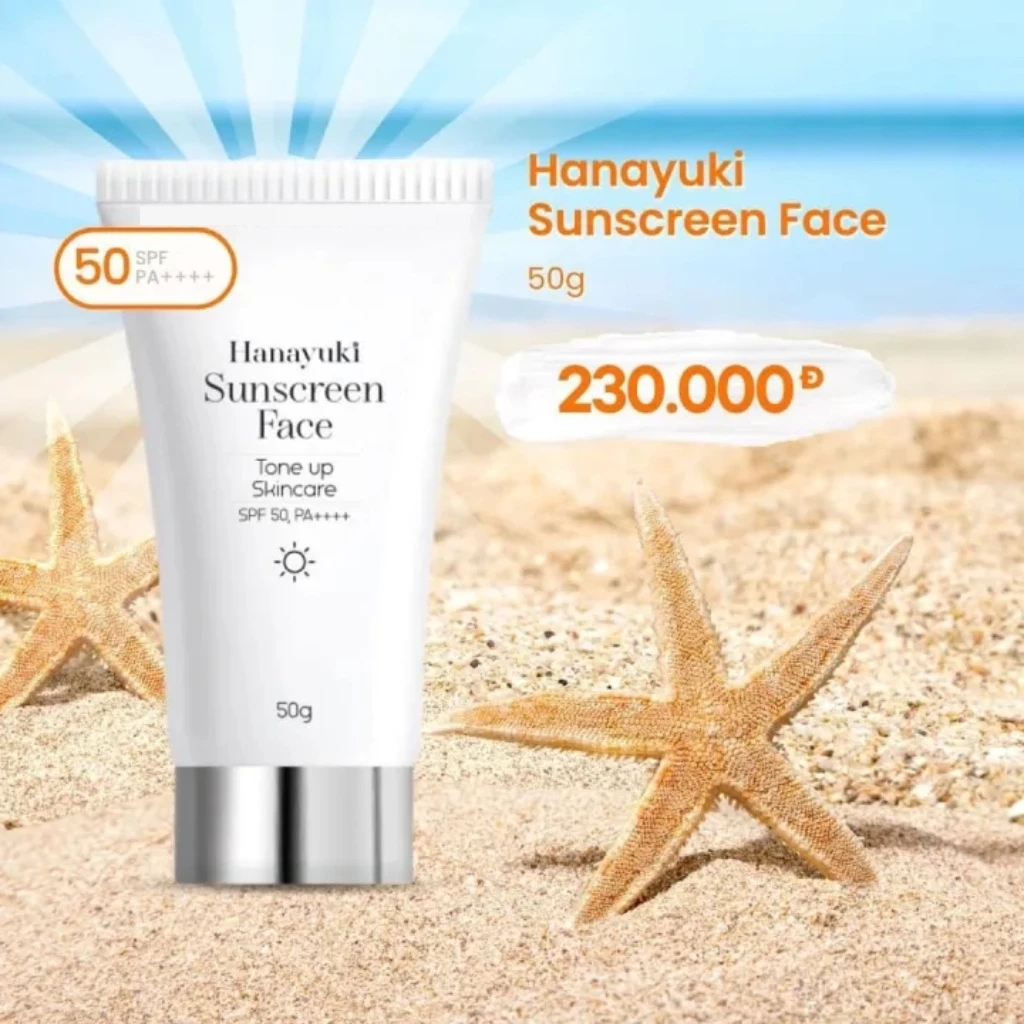 Ảnh Kem Chống Nắng Hanayuki Sunscreen Face Nâng Tông Dưỡng Trắng SPF 50+/PA++++, Kem Chống Nắng Hanayuki Chính Hãng 50g CN02 4