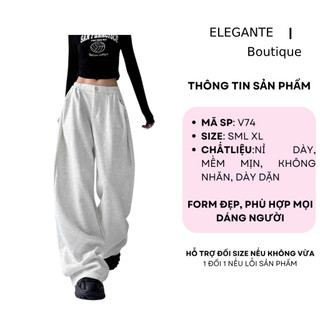 Quần Nỉ Ống Rộng Lưng Chun, Quần Dài Nỉ Che Khuyết Điểm Dễ Phối Đồ ELEGANTE
