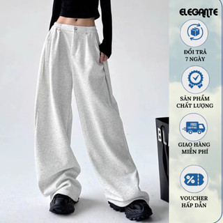 Quần Nỉ Ống Rộng Lưng Chun, Quần Dài Nỉ Che Khuyết Điểm Dễ Phối Đồ ELEGANTE