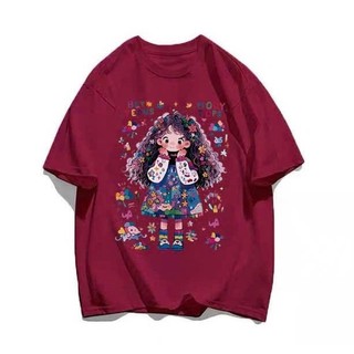 Áo Thun Phông 3158 Nữ Nam Form Rộng Tay Lỡ Chất Liệu Cotton Mát,Đẹp In Hình Cô Bé Tóc Xù