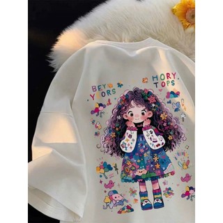 Áo Thun Phông 3158 Nữ Nam Form Rộng Tay Lỡ Chất Liệu Cotton Mát,Đẹp In Hình Cô Bé Tóc Xù