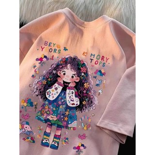 Áo Thun Phông 3158 Nữ Nam Form Rộng Tay Lỡ Chất Liệu Cotton Mát,Đẹp In Hình Cô Bé Tóc Xù