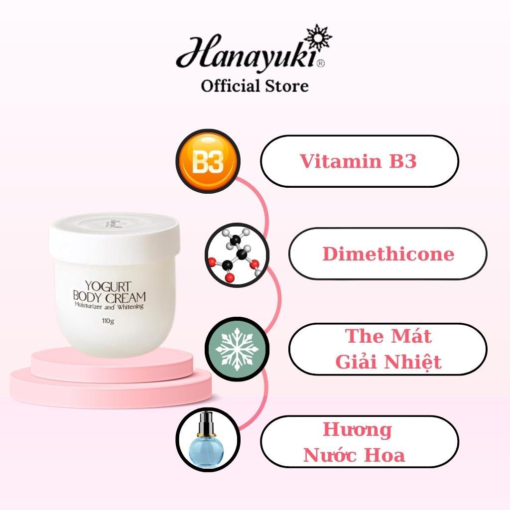 Ảnh Kem Body Trắng Da Dưỡng Da Dưỡng Ẩm, Kem Dưỡng Trắng Da Yogurt Body Cream Hanayuki Chính Hãng 110g 2