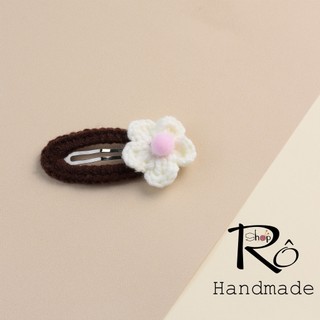 Kẹp tóc bông hoa pom nhỏ xinh cho nữ và bé gái 5.5cm |Cặp tóc mái đáng yêu |Shop Rô Handmade