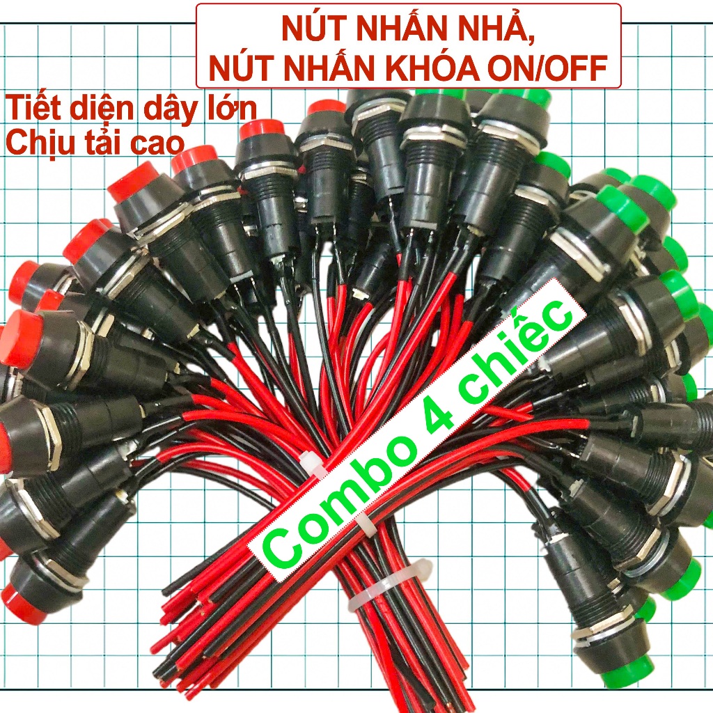 [Combo 4 chiếc] Nút nhấn nhả - Nút nhấn khóa ON OFF có dây | Shopee ...
