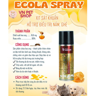 Chai xịt vết thương ECOLA SPRAY 200ml giúp sát khuẩn lành sẹo kháng viêm chó mèo gà đá gia súc g.cầm