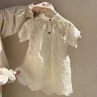 Váy hè,Váy ren thô mềm cổ sen tiểu thư Thiết kế cao cấp cho bé gái