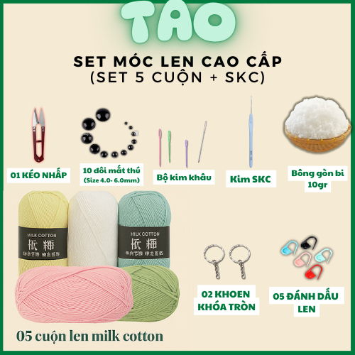 Combo móc len handmade - dụng cụ đầy đủ cho người mới bắt đầu (Táo ...