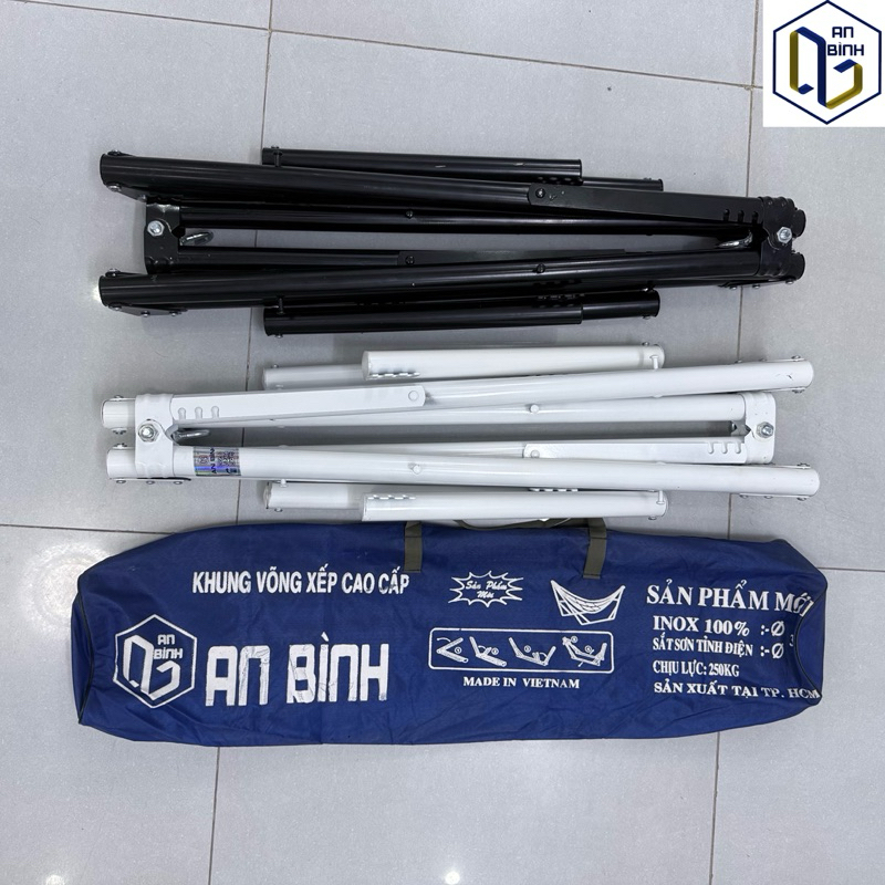 Bộ Võng Xếp Mini Cho Bé, Lưới Võng Xuất Khẩu Hàn Quốc Cỡ Rộng, Khung Phi 32 Sơn Tĩnh Điện Chịu Tải 150Kg