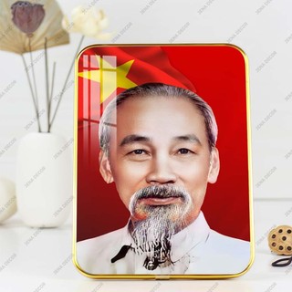 Ảnh Bác Hồ Tráng gương siêu bóng để bàn treo tường Ngày 30-4