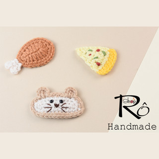 Kẹp tóc đùi gà cay độc lạ cho nữ và bé gái 5.5cm |Cặp tóc mái bằng len xinh xắn |Shop Rô Handmade